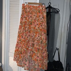 Orange Asymmetrical Maxi Skirt